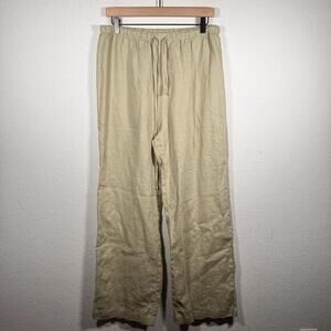 Reformation Light Olive Drawstring Linen Pants